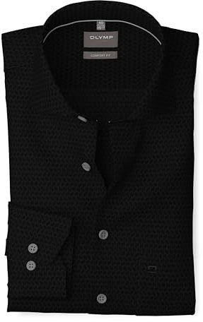 OLYMP Herren Oberhemd Langarm Luxor,Jacquard,466 Comfort Fit 20,13 New Kent,schwarz 68,43