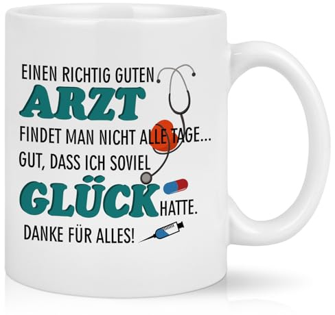 Joymaking Dankeschön Geschenke Arzt Tasse mit Spruch - Einen richtig guten Arzt findet man nicht alle Tage lustige Kaffetasse Geschenk für Ärzt, 320ml Weiß