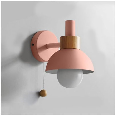 Lampade da Parete e Applique Illuminazione da Parete Nordica, Lampada da Parete Moderna a Forma di Torcia Colore Macaron Lampada da Parete Industriale a 1 Testa con Catena a Sfera for Bagno Interno in