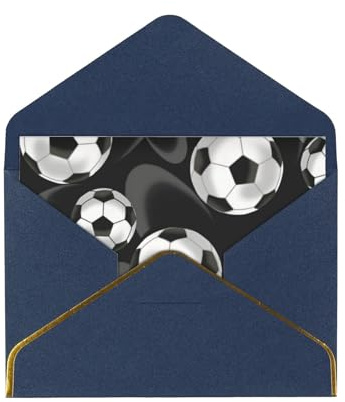 Lustige Weihnachtskarten, Motiv: Fußball, schwarzer Druck, Weihnachtskarten mit Umschlag, festliche Weihnachtsgrußkarten, Perlpapier (16 x 11,5 cm)
