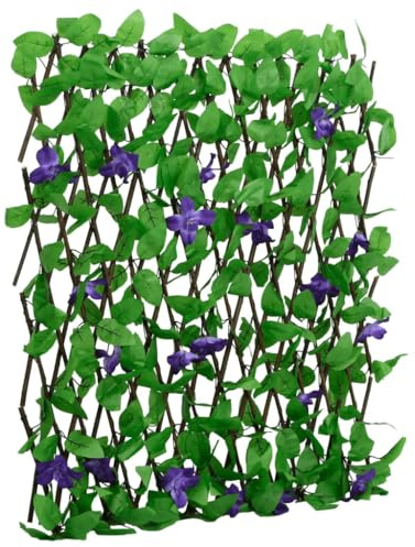 Rankgitter mit Künstlichem Efeu, Erweiterbar Grün 180x70 cm, Holz PVC Sichtschutz für Garten, Balkon, Terrasse, Pflegeleicht, Dekoration