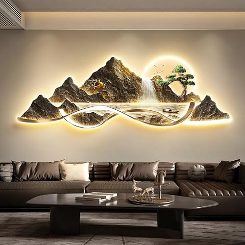 SOFACHEN Kreative Wanddekoration mit LED-Beleuchtung, 3D Art Wall Decor Skulpturen zum Aufhängen, beleuchtetes Wandbild für Wohnzimmer, Arbeitszimmer, Schlafzimmer-Dekor(Color D,150cm)