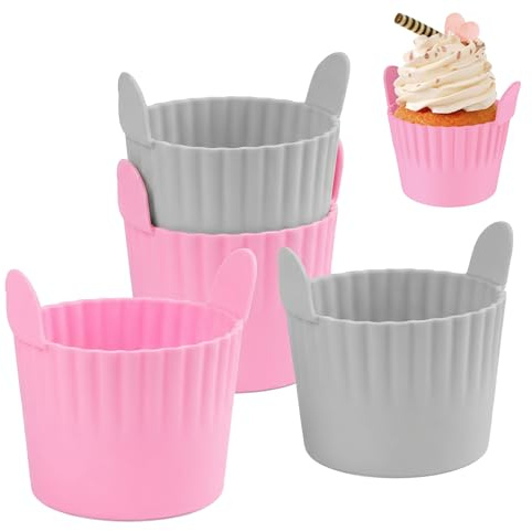 4-Stück Großer Muffinform Silikon für HeißLuftfritteuse, Bpa-Freies Antihaft Set