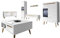 mb-moebel Moderne Wohnwänd Wohnzimmer Skandinavische Möbel Schrankwand mit LED Weiß Hochglanz Riviera Eiche Egon Set 1