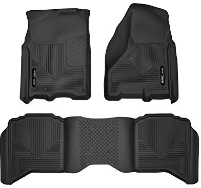 Husky Liners X-act 53608 Kontur-Fußmatten, passend für Dodge Ram 1500 (19-24 Classic Body) 10-18 Dodge Ram 2500/3500 Crew Cab w/Auto Trans 2009–2024, vorne und 2. Reihe, 3-teilig, schwarz