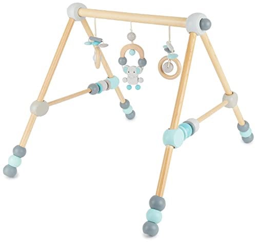 Bieco Spielbogen Baby Holz Höhenverstellbar | Baby Gym | Spieltrapez Trapez Holzspieltrapez Spielebogen Babies Wickeltisch Babys -figuren
