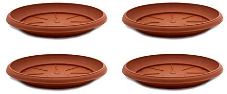 DARO DEKO Kunststoff Blumentopf Untersetzer 4 Stück - Ø 18cm Terracotta