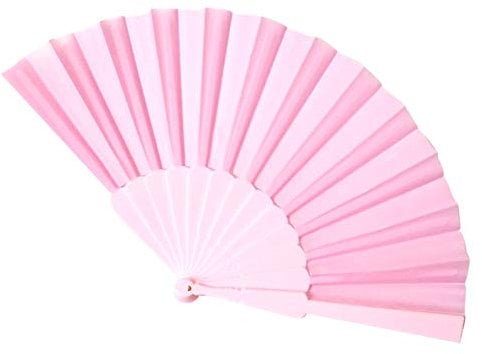 WS UK Fabric Handheld Folding Fan [Light Pink]