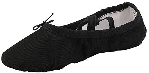 Ballettschuhe Damen Canvas Tanzschuhe Gymnastik Schuhe Geteilte Ledersohle Ballettschläppchen(41, Schwarz)