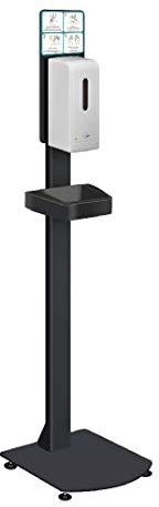Station de Désinfection Automatique pour les Mains ZONERICH - Distributeur Sans Contact de Gel Hydroalcoolique avec Pied Métal