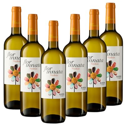 Nueva Añada Flor Innata Caja de 6, Vino Blanco Verdejo Rueda Valdecuevas, x6, 750 ml, Coupage Verdejo y Sauvignon Blanc 6 botellas