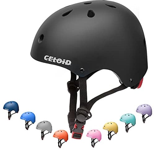 CELOID Kids Bike Helmet,Toddler Skateboard Helmets for Age 5-8-9 Years Boys & Girls,Adjustable Multi-Sport Bicycle Skateboarding Roller Inline Skating Scooter Rollerblade Cyling Helmet,Black