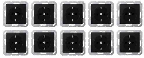 Jung SCHUKO Steckdosen Set Graphitschwarz Matt Serie A: 10x Steckdose A1520BFSWM