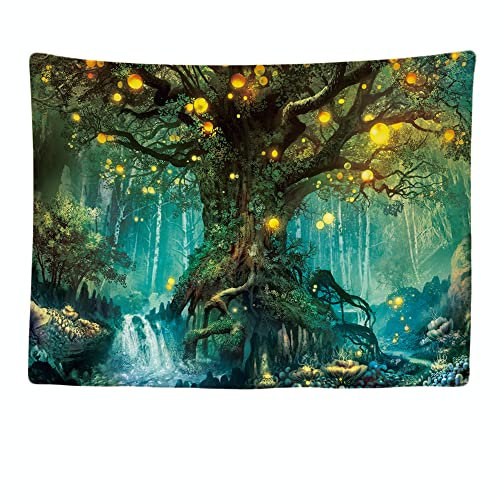 Ulticool - Wandteppich Dekoration Wohnung - Märchen Elfenbaum Natur Wald - 200 x 150 cm groß - Wandtuch Wandbehänge - Accessoires für Schlafzimmer Wohnzimmer Kinderzimmer