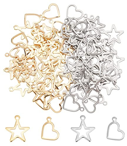 UNICRAFTALE Herz Anhänger Stern Charms 304 Edelstahl Hohl Weihnachten Stern Anhänger Herz Charms Metall Schmuckanhänger Stern Ohrringe Anhänger Halskette Charms Anhänger Für Die Schmuckherstellung
