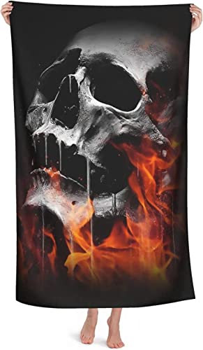 AdirHome Totenkopf Mikrofaser Strandtuch, Totenköpfe Verziert Mit Großem Badetuch, Leichtes Reise-Strandtuch (A6,150x220)