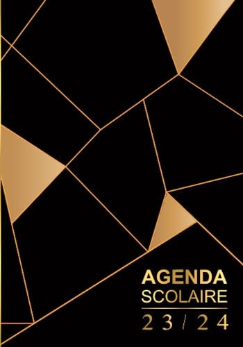 Agenda Scolaire: Formes Géométriques Luxe Noir Lignes Or - Planificateur Journalier (1 page = 1 jour) de Septembre à Juillet Organisateur quotidien ... collège lycée étudiant pour fille et garçon.