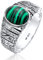 Kuzzoi Siegelring Herrenring oval mit Malachit Edelstein, Ring für Männer massiv (10 mm) in 925 Sterling Silber, Silberring strukturiert schwarz oxidiert, Ringgröße 64