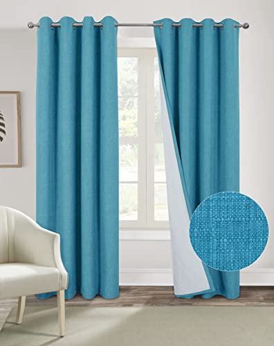 always4u Verdunkelungsvorhang, wärmeisolierend, aus Kunstleinen, Himmelblau, FR012-15P159-BL2-137 x 241 cm