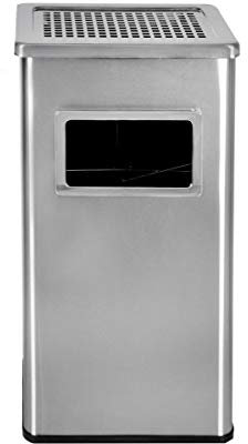 CAMPALO 2-in-1 Standaschenbecher und Mülleimer für draußen, mit 20 Liter fassendem Abfallbehälter, Abmessungen H61 x L30 x B24 CM, Silber.