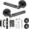 Decoranddecor Enigma Round Door Handles – Aluminium Matt Black Internal Handle Sets with Lock and Keys – Sleek Design for Wooden Interior Doors