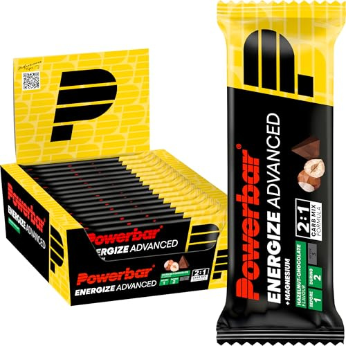 Powerbar - Energize Advanced - Hazelnut Chocolate - 15x55g - High Carb Energy Bar - Magnesium & Sodium