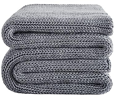 L'AGRATY Knitted Weighted Blanket - 48x72 15lbs Cooling Chunky Knit Heavy Blanket for Adults Braided Crochet Throw Thick Cable Yarn Knit Decorative Blanket No Beads Evenly Weighted Machine Washable