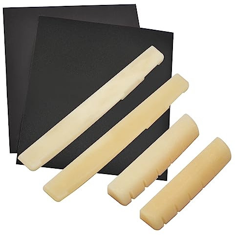 SAPHUE 6Pcs Unbleached Bone Guitar Nuts Blank For Electric Bass Acoustic Classical Guitar Mandolin Banjo Ukulele Nut Blank (2 set Acousitc Bone Saddle and Nut)
