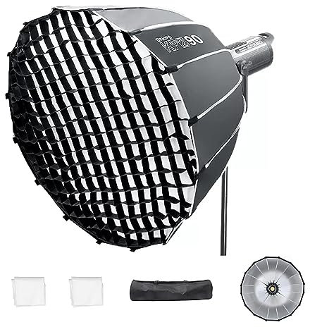 Triopo Softbox parabolico da 35,4 pollici/90 cm Bowens Mount Soft Box con griglia a nido d'ape, installazione rapida, per Aputure 120d Light Dome Godox SL60w NEEWER RGB CB60 Bowens Mount Lights