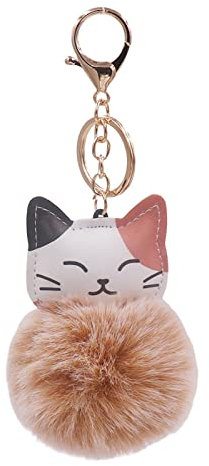 Ashleyzj Mignon et à la mode porte-clés sac charmant voiture porte-clés jouet porte-clés poupée jouet à la main chat en peluche balle porte-clés (Khaki, One Size)
