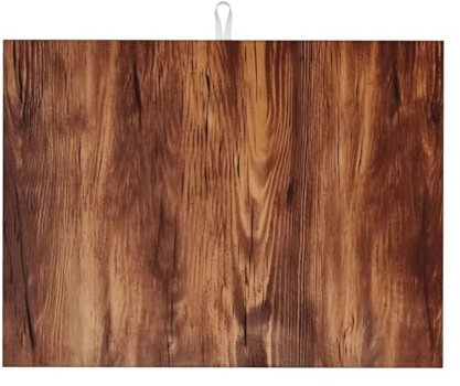 Abtropfmatte für die Küche, saugfähig, braune Holzmaserung, Theke, Abtropfgestell, Abtropfgestell, Mikrofaser, schnell trocknend, Abtropfmatte für Regal, Spüle, 45,7 x 61 cm