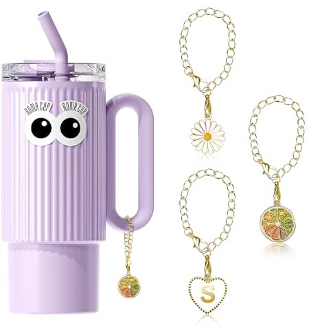 vuicci 3PCS Initial Letter Chains for Stanley Cup 30oz/40oz, Initial Name ID Personalized, 26 initial A to Z to choose from, Letter Charm Accessories for Simple Modern/Stanley Tumbler