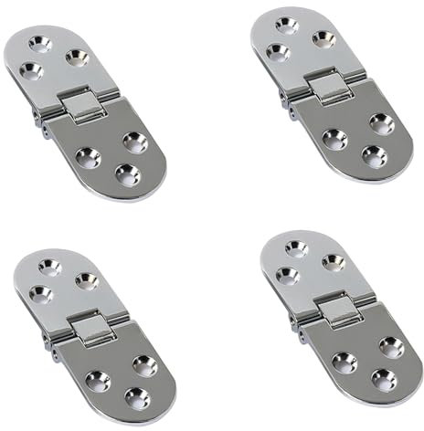 Leliafleury 4 bisagras plegables de aleación de zinc de 180 grados para mesa, armario, puerta, muebles, color plateado