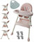 BDW - 4in1 Baby Stuhl - Hochstuhl Baby - ab 6 Monaten - Kinderstuhl mit Fußstütze, Gurt, Tisch - Kindersessel - Kinderhochstuhl, Hochstuhl Baby mit Liegefunktion, Babystuhl Klappbar - Rosa