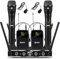 D Debra Wireless Mikrofon DU4004 UHF - 4 x 16 Kanäle, Handmikrofon, Bodypack, Headset, Lavalier für Gesang, Karaoke (2X Hand, 2X Bodypack)