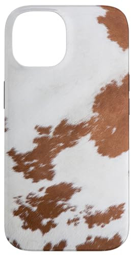Hülle für iPhone 14 Wildflower Cow Western Longhorn Brown Brindle Cow Print