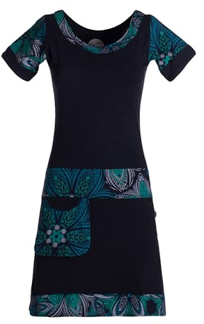 Vishes Damen Kurzarm Kleid I Handgefertigt aus 100% Baumwolle I Stylisches Sommerkleid für Freizeit & Alltag I Nachhaltige Alternative Bekleidung