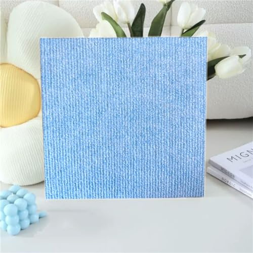 Hiseng Teppichfliesen Selbstklebend 30x30cm, Teppichfliesen Selbstliegend Rutschfeste Strapazierfähig Teppich Bodenbelag für Wohnzimmer Büro Schlafzimmer (30 Stück,Blau)