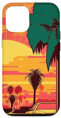 Hülle für iPhone 14 Los Angeles Palms Sunshine Comic Style Grafik