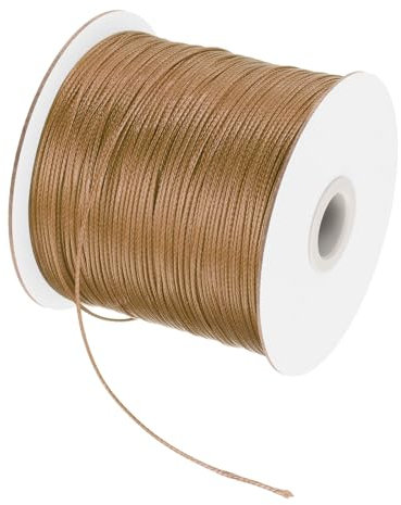 sourcing map Waxed Cord 0.5mm Waxed Polyester Cord 175 Yard Wax String for Bracelet Making, Necklaces, Beading, Jewelry Making and DIY Crafts(Light Brown)