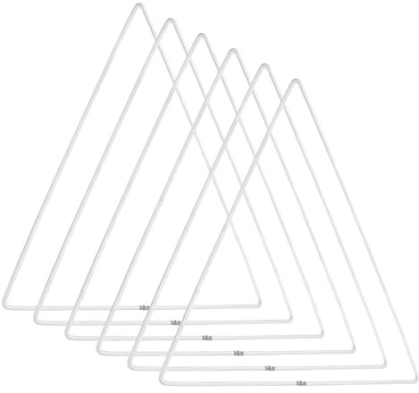 PATIKIL 8 Zoll Dreieck Traumfänger Ringe, 6 Stück Metall Weihnachten Makramee Kranz Blumenring Reifen für Zuhause DIY Handwerk Hochzeit Wanddekorationen, Silber