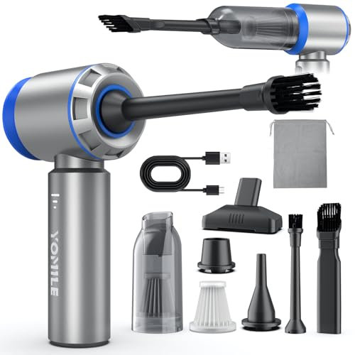 Electric air Duster - 2 in 1 210000RPM Brushless Air Duster & 21000PA Car Vacuum 9000mAh Battery Air Blower Wireless Handheld Vacuum for Car,Office and Home