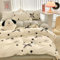 Covebett Bettwäsche 220x240 Beige mit Schwarz Schleifen Herzen Muster Aesthetic Bettbezug Set Kawaii Schleifenmuster Renforcé Microfaser Deckenbezug mit Reißverschluss und 2 Kissenbezug 80x80cm