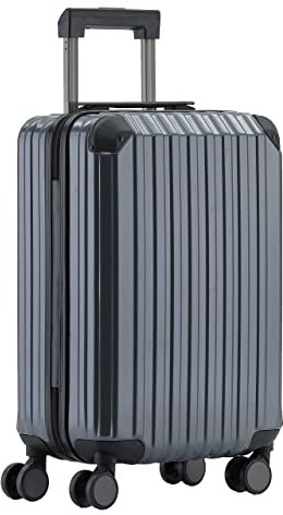 Münicase M816 TSA-Schloss, Dehnungsfuge, Teleskopgriff, Reisekoffer mit 4 Rollen, Hartschale, Kabinentrolley 55cm, Grey
