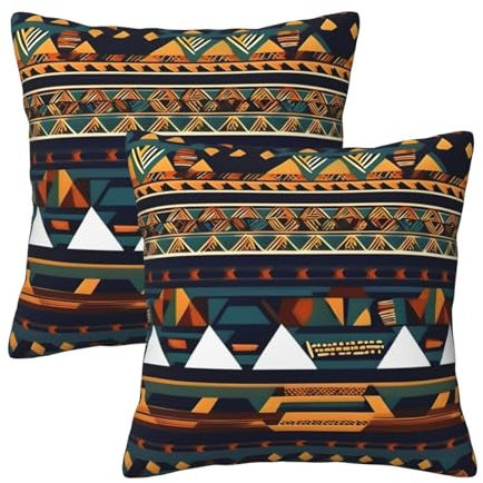 Evengigy Kissenbezug mit afrikanischem Ethno-Muster, quadratisch, 30 x 30 cm, 2 Stück