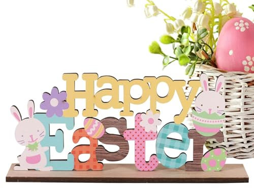 Tischdekoration für Ostern – Flower Sign Decor | Osterhasen im Frühjahr, geschmolzen und Risse, Basteldekor für den Schlafzimmertisch