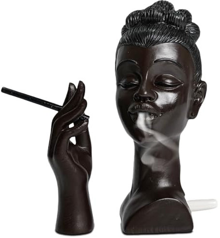 ZONSUSE Brûleur D'encens Tête Femme Noire,Bruleur Encens Avatar Créatif,Femmes Africaines Porte Encens,Résine Support Encens Cone,pour Cônes D'encens, Décoration D'aromathérapie Ameublement (Dame)