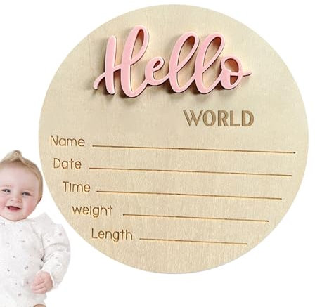 „Hallo Baby“-Schild für das Krankenhaus, Namensschild „Geburtsbaby“ - Willkommensschild aus Holz zur Geburt eines Babys | Namensschild aus Holz zur Geburt des Babys für Wohnzimmer, Schlafzimmer,