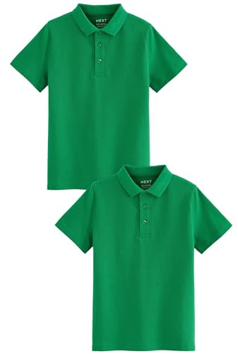 NEXT Jungen Schul-Poloshirts aus Baumwolle im 2er-Pack Grün 134