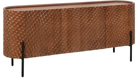 Riess Ambiente Massives Sideboard ADLON - 180cm - braun schwarz - Mangoholz Metall 3D-Front in Wabenstruktur